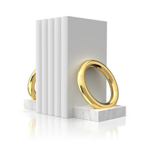 Marble & Gold Ring Bookends Set of 2