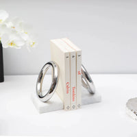 Marble silver ring bookends. 