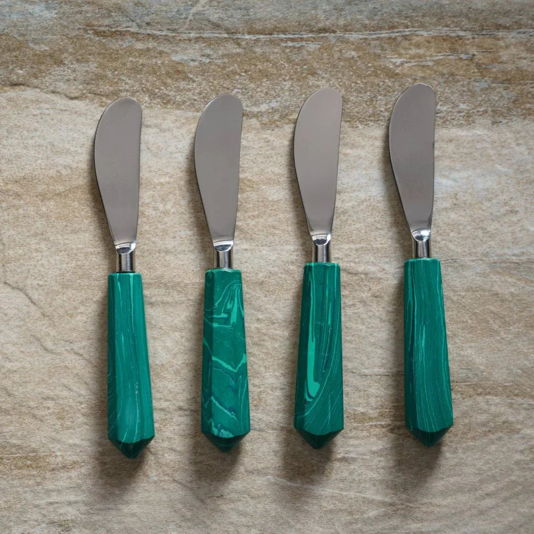 Green Marble Stone Spreaders Set of 4 Spreaders