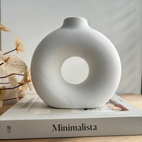 matte white Marble Halo Vase Decorative Vases