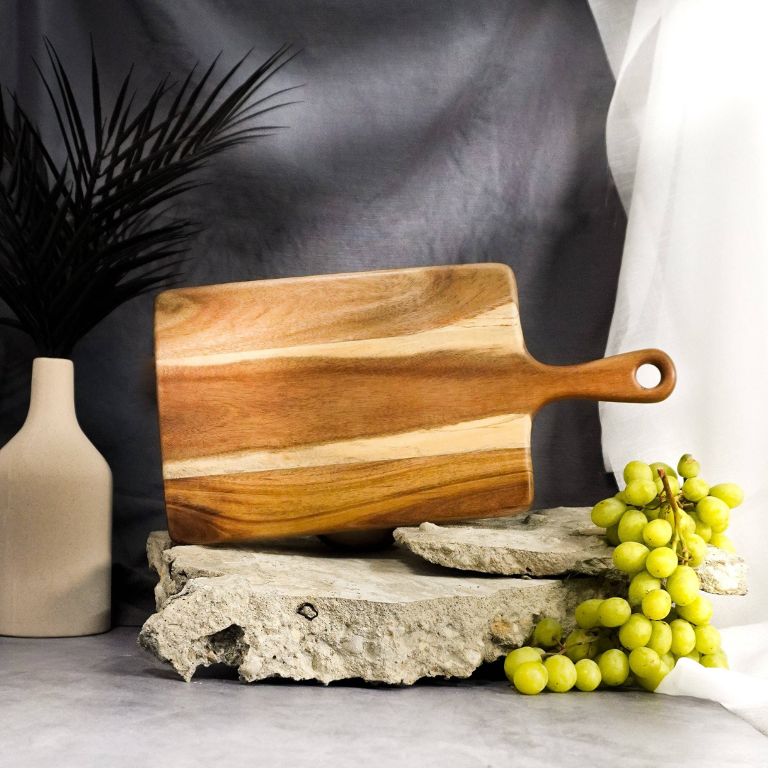 Medium acacia wood cheese board. 