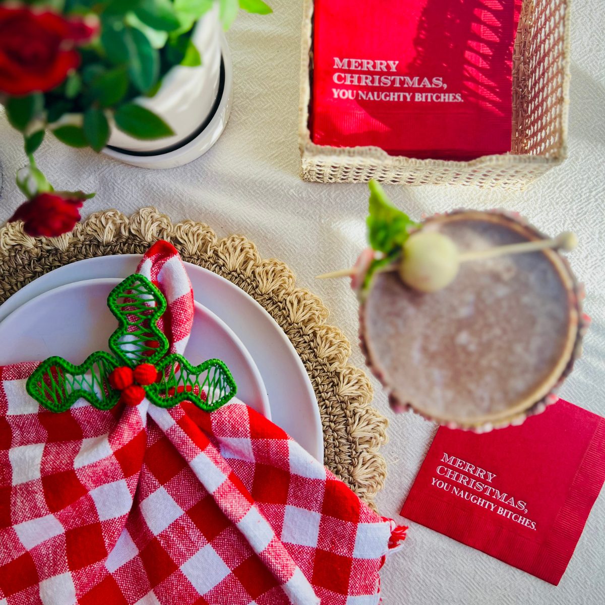Merry Christmas, You Naughty Bitches Fun Cocktail Napkins