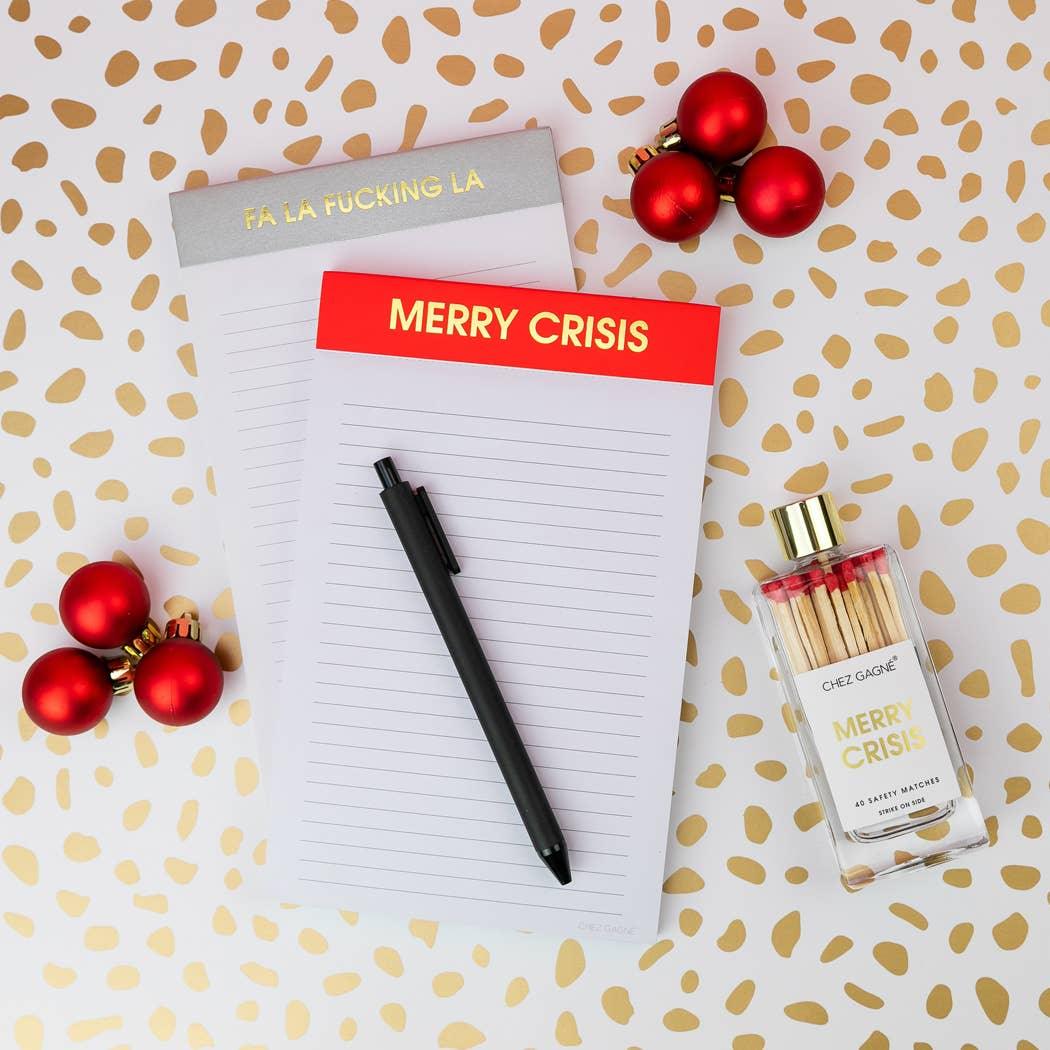 Merry Crisis - Holiday Glass Bottle Safety Matches - White/Red Matchboxes & Lighters