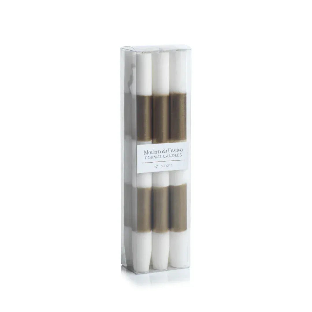 Modern & Festive Gold Formal Candles - Set of 6 Taper Candles