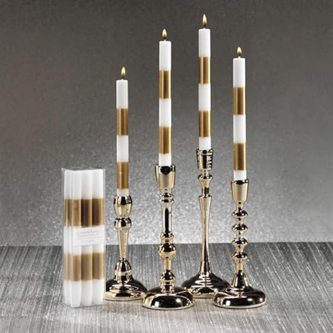 Modern & Festive Gold Formal Candles - Set of 6