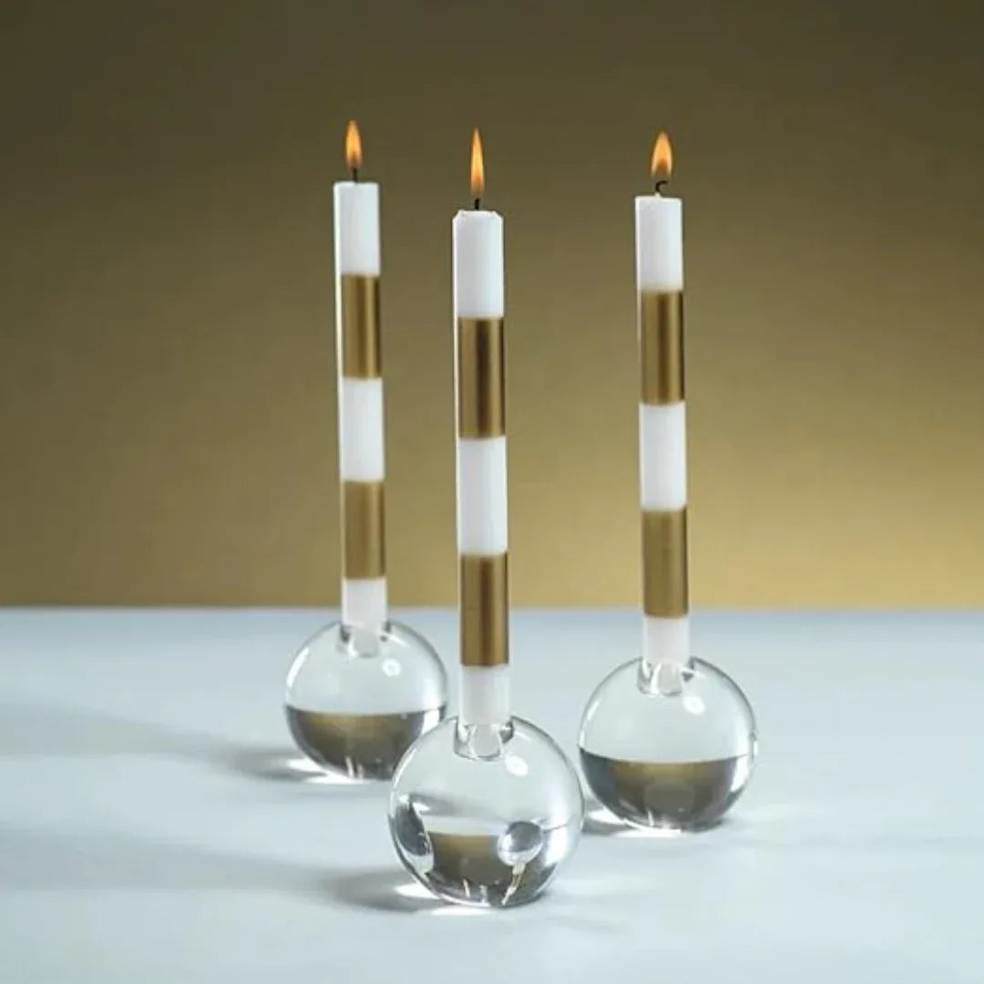 Modern & Festive Gold Formal Candles - Set of 6 Taper Candles
