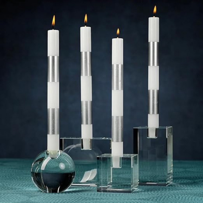 Modern & Festive Silver Formal Candles - Set of 6.
