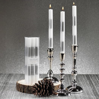 Modern & Festive Silver Formal Candles - Set of 6.