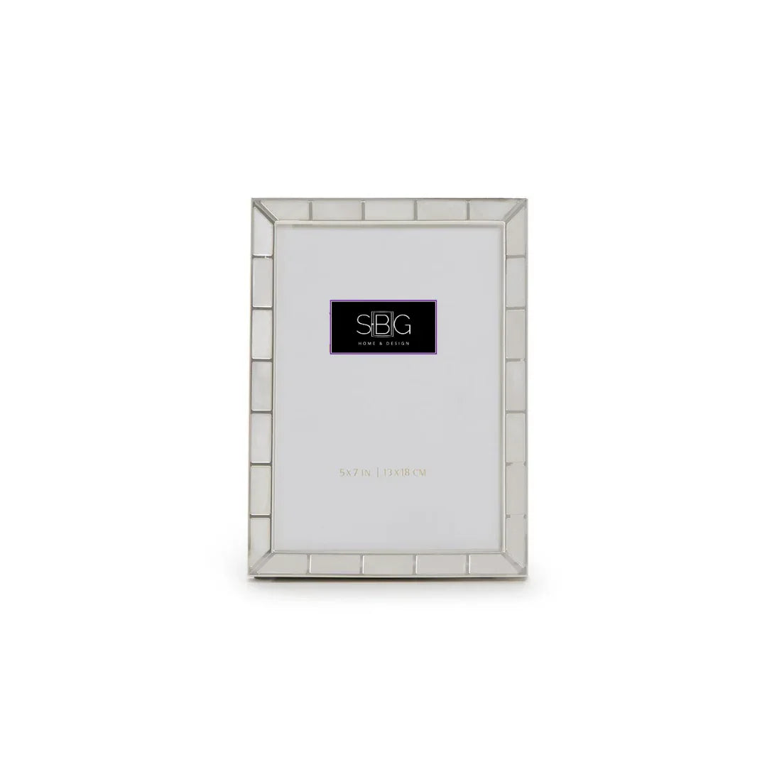 Mother of Pearl & Silver Plated Metal Frame 5x7" Picture Frame