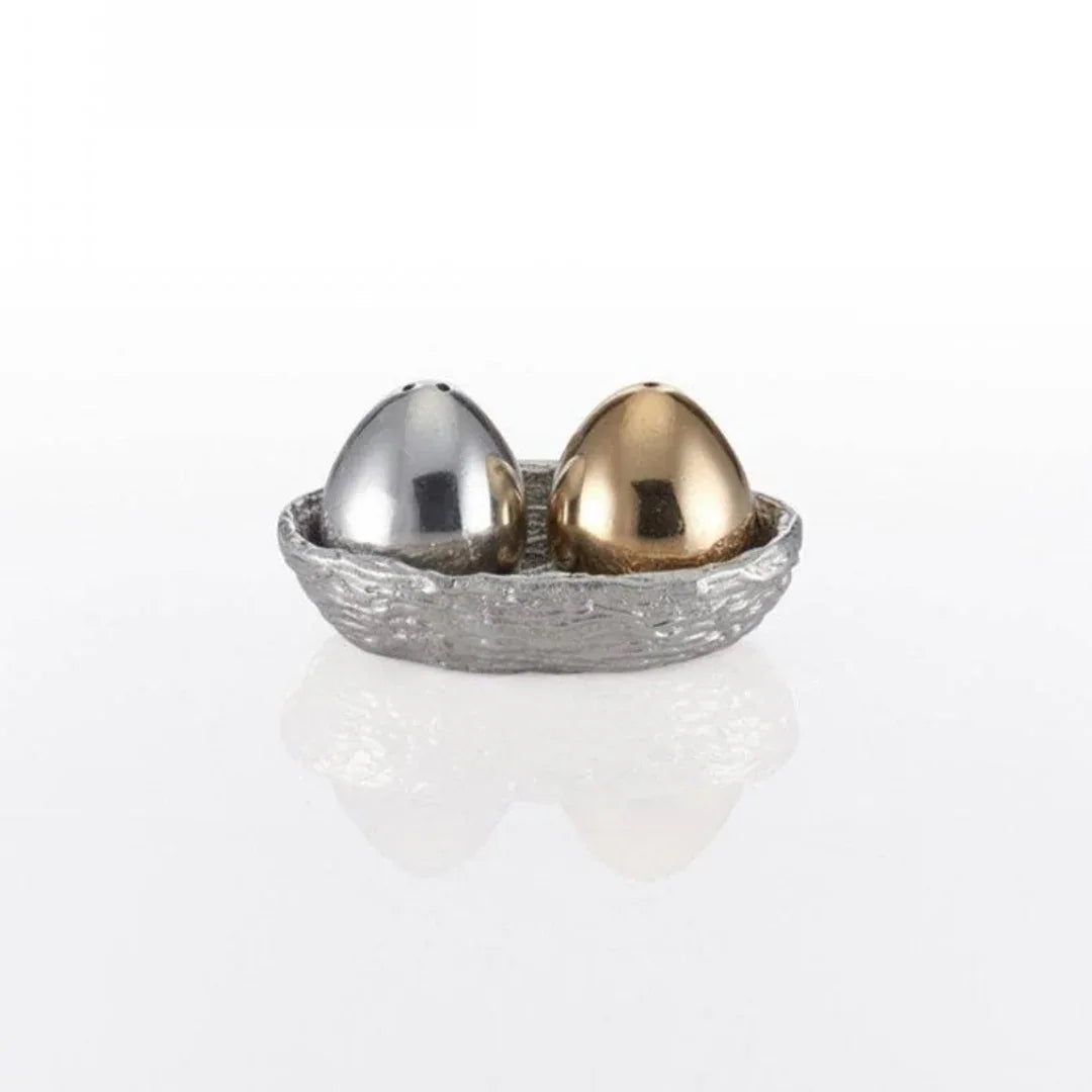 Nest Salt and Pepper with Tray - Silver & Gold Salt & Pepper Shaker