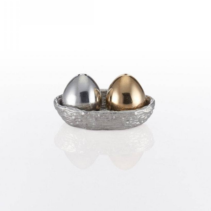 Nest Salt And Pepper with Tray - Silver & Gold.