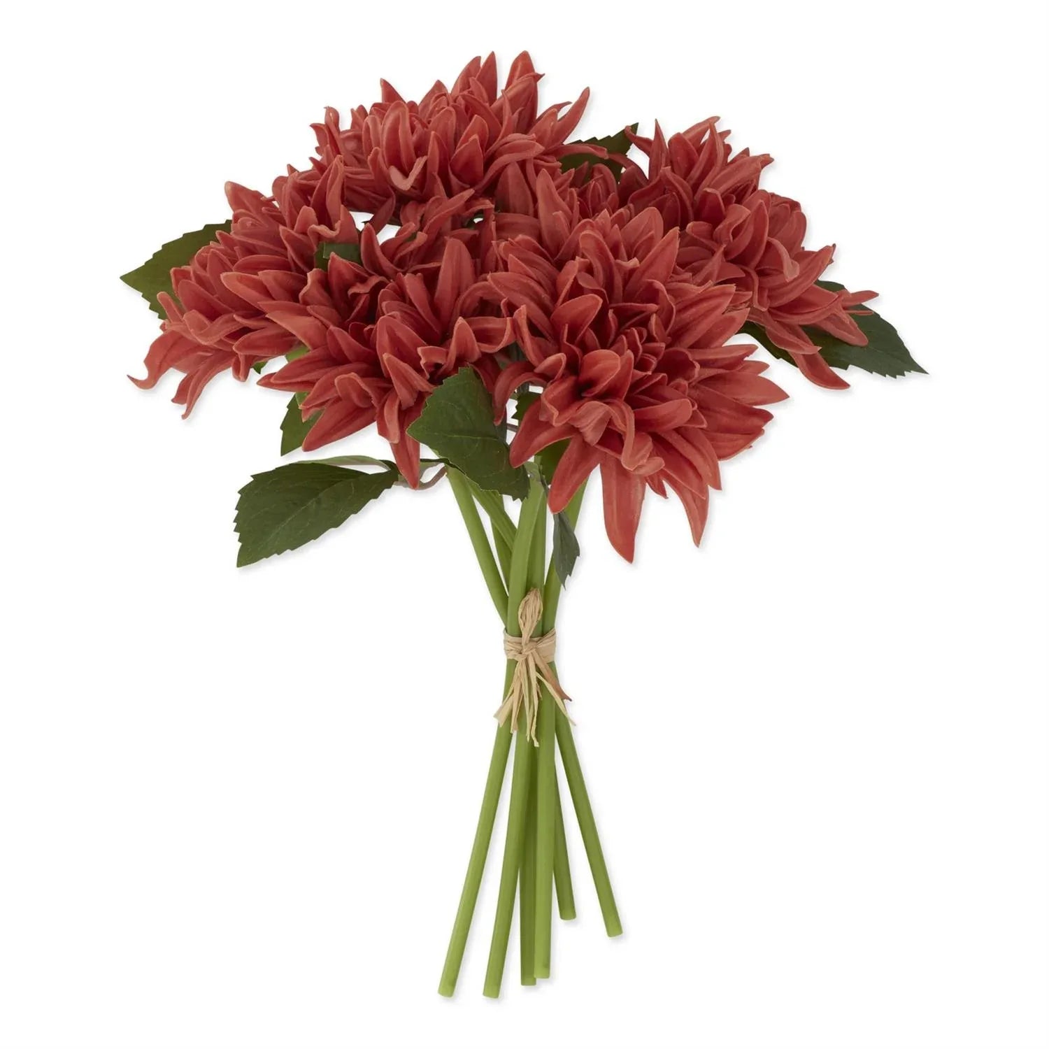 12" Real Touch Dahlia Bundle (6 Stems) Dark Orange Decor