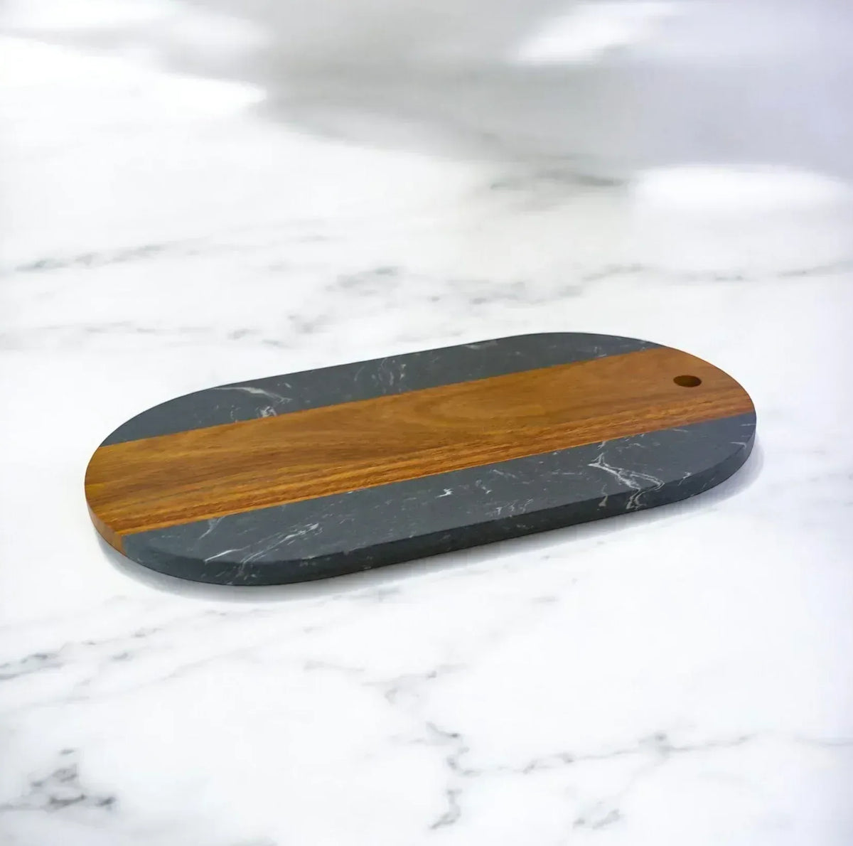 Marble & Acacia Wood Oval Serving Board Serving Boards