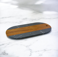 Marble & Acacia Wood Oval Serving Board