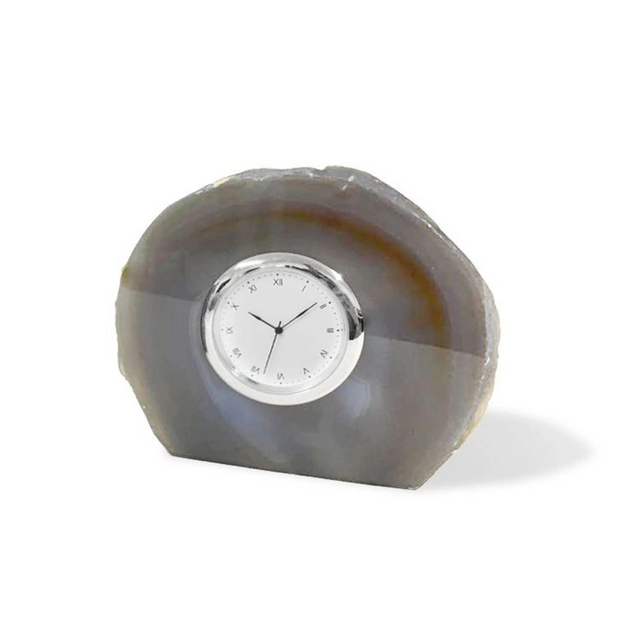 Pedra Clock, Natural Agate & Silver.