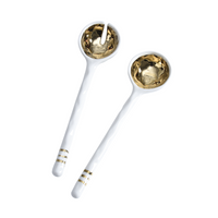 Porcelain Salad Server Set in gold. 