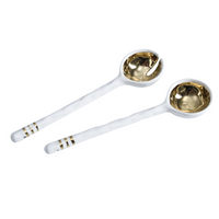 Porcelain Salad Server Set in gold. 