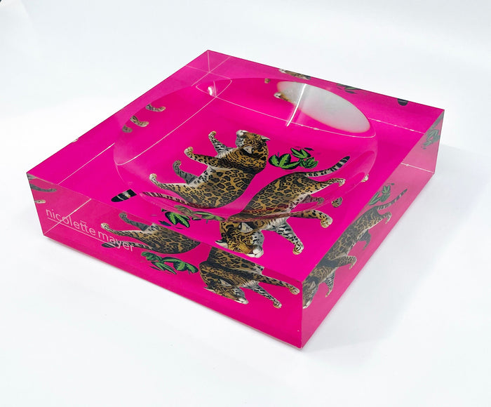 QS Leopard Seeing Double Hot Pink Acrylic Candy Tray