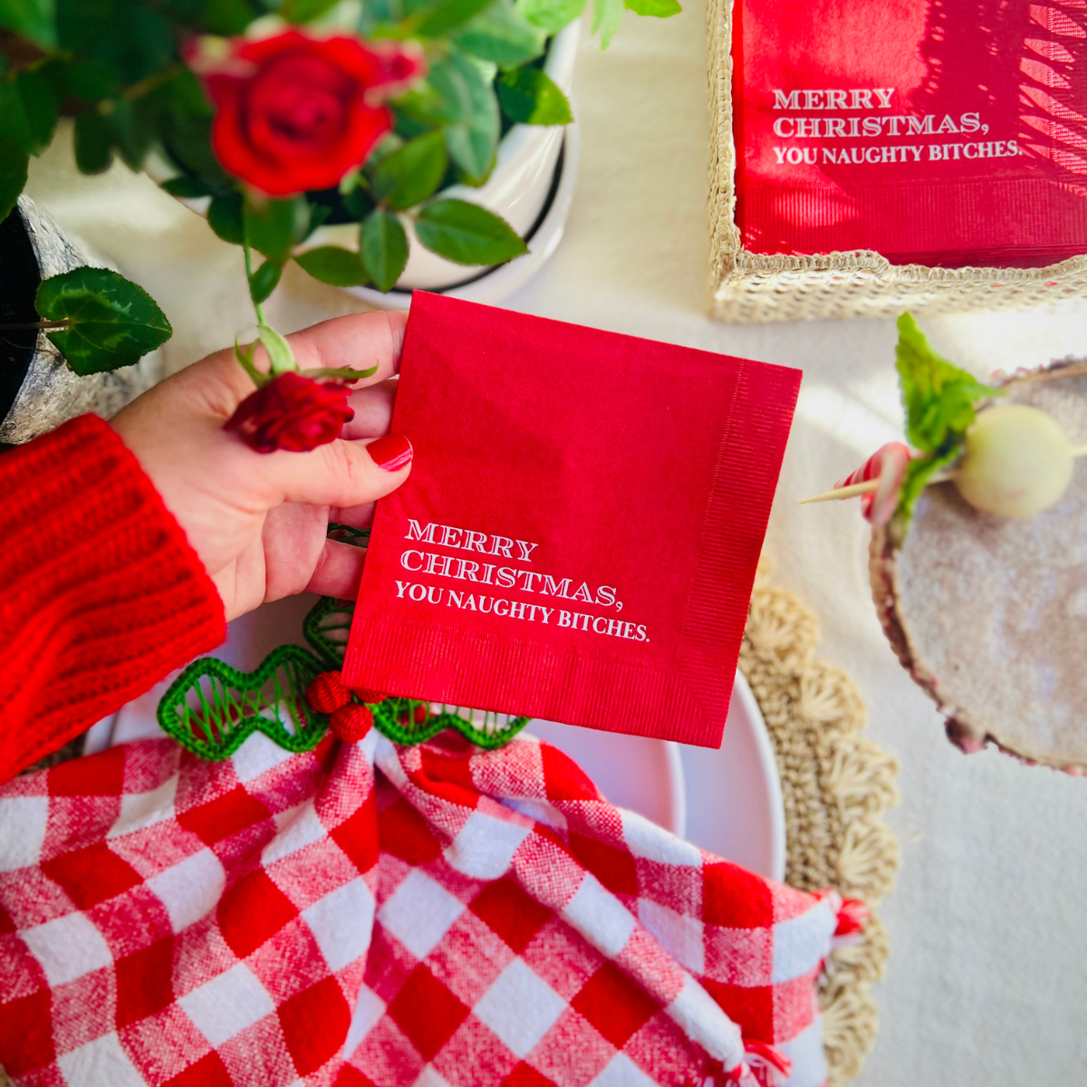 Merry Christmas, You Naughty Bitches Fun Cocktail Napkins