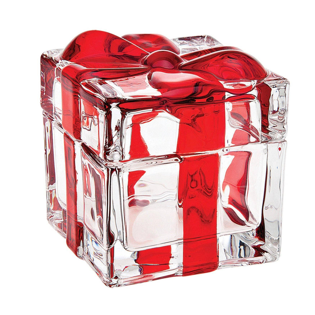 Red Gift Wrapped Crystal Keepsake Box Holiday Decor