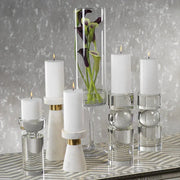Renzo Crystal Pillar Holder Votives, Hurricanes & Candleholders