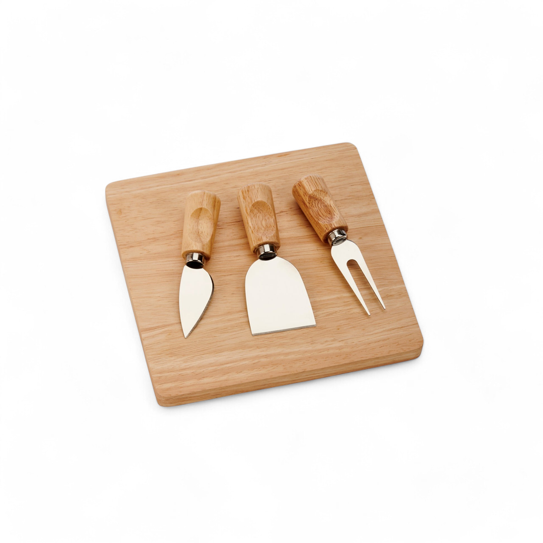 Rubberwood Cheese Cutting Board Set with Tools.