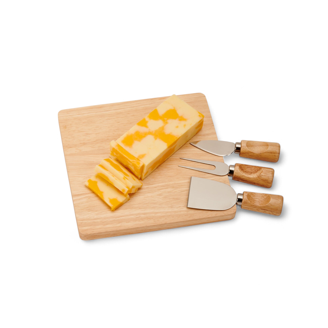Rubberwood Cheese Cutting Board Set with Tools.