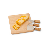 Rubberwood Cheese Cutting Board Set with Tools.