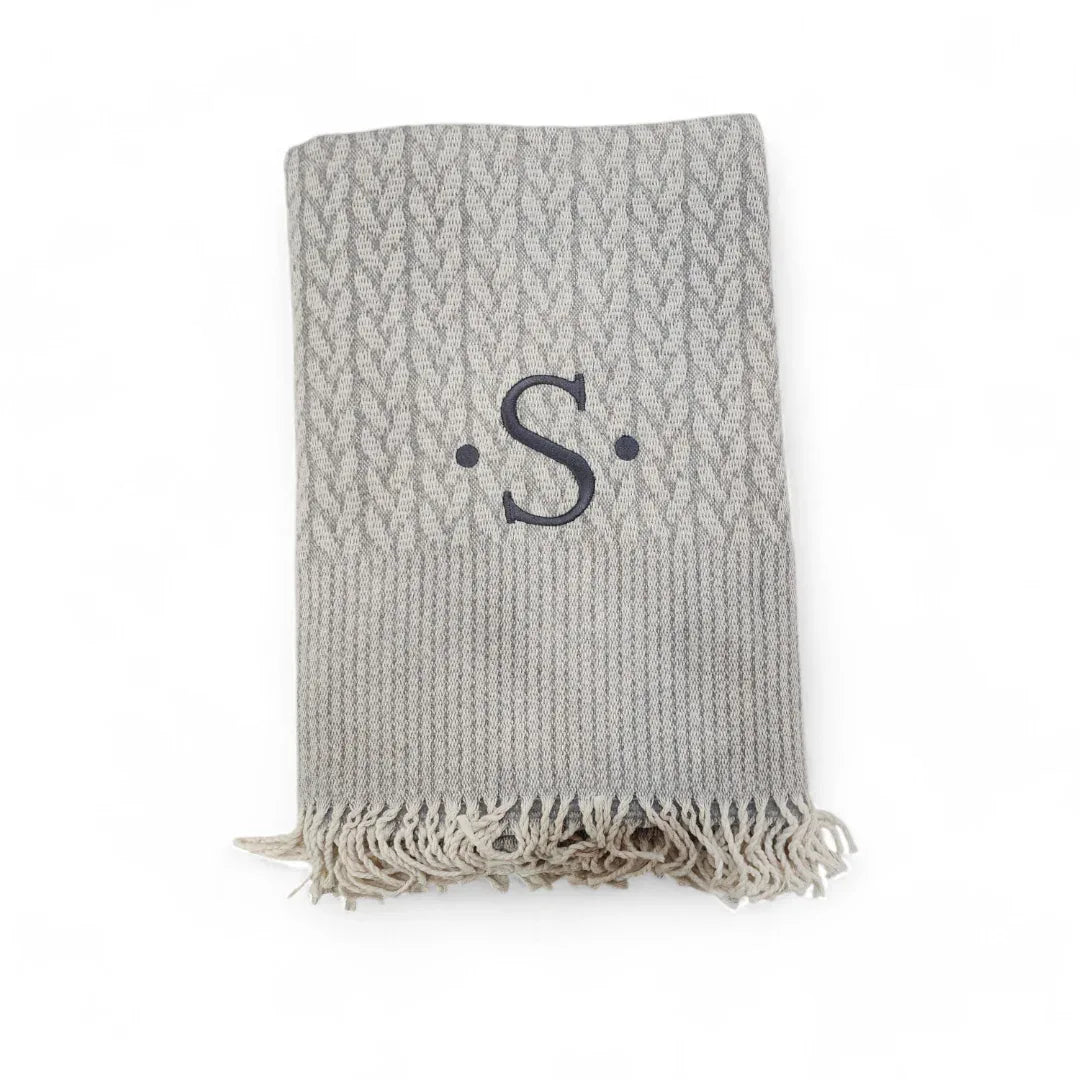 Personalized Monogram Cable Throw Throws