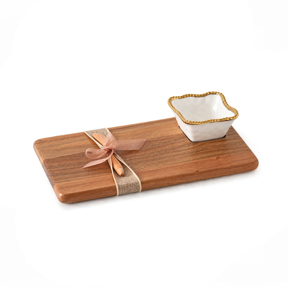 entertaining set wooden tray with a small tray