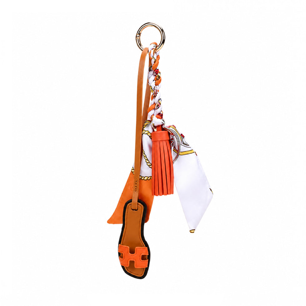 Sandals & Bow Scarf Tassel Bag Charm Keychain