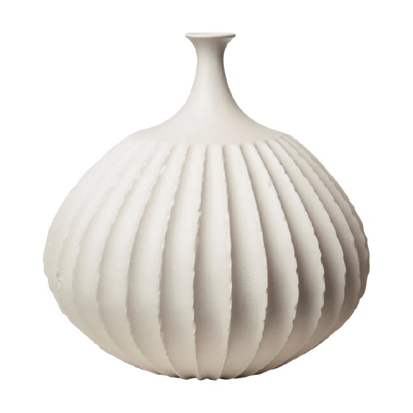 Sawtooth Vase Rustic White