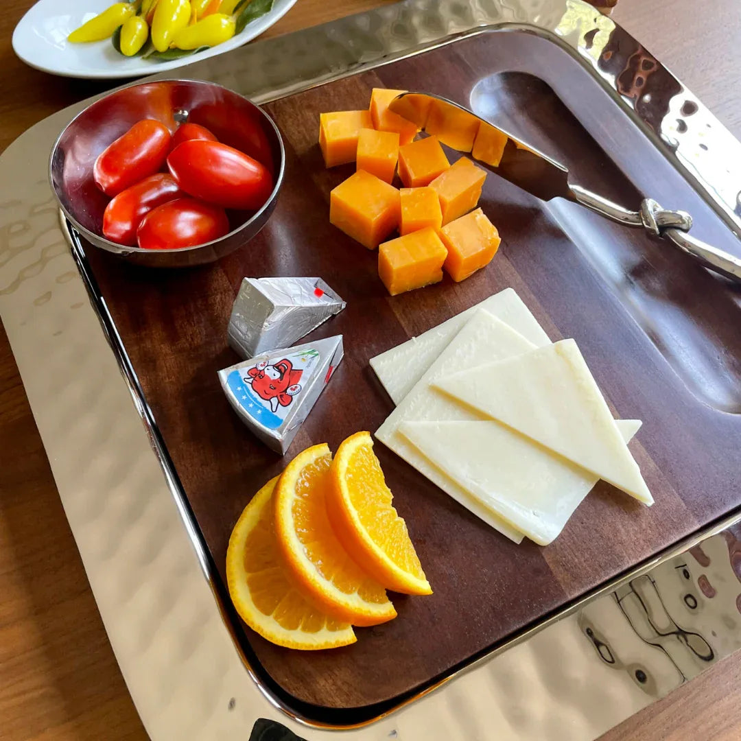 Sierra Square Tray with Wood Insert Serving Tray