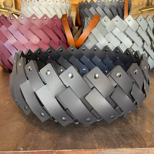 Small Leather Basket Charcoal Baskets & Bowls