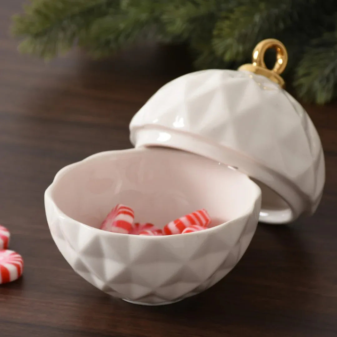 Small Ornament Bowl Gold Holiday Decor