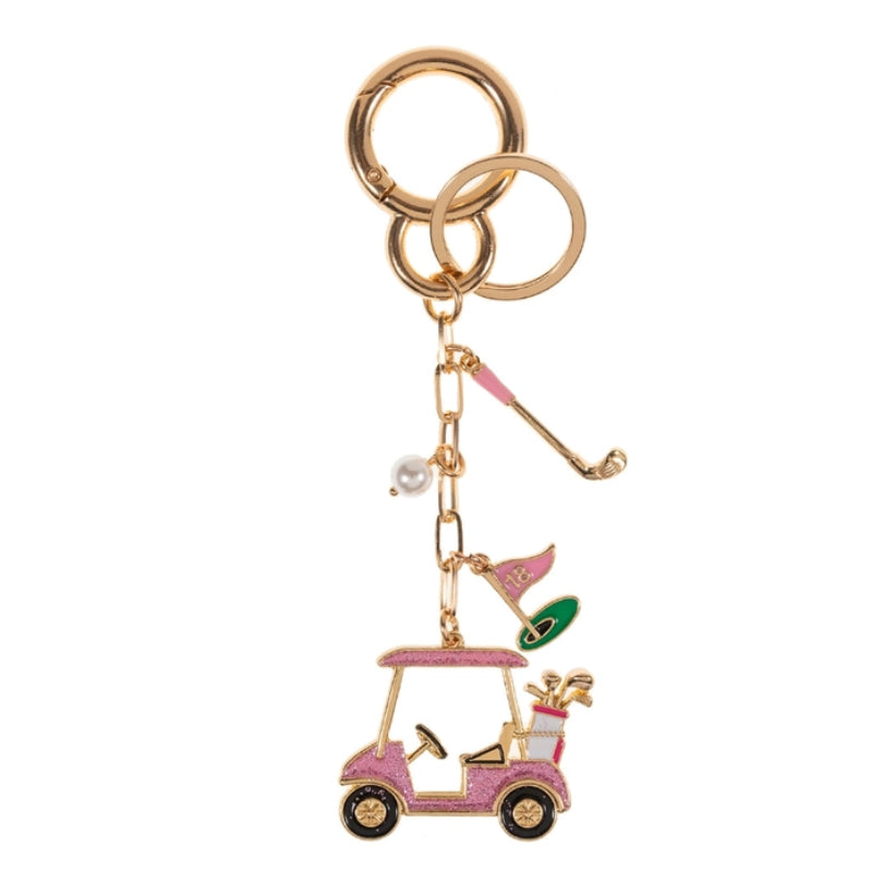 Sports Golf Cart Shaped Bag Charm And Keychain