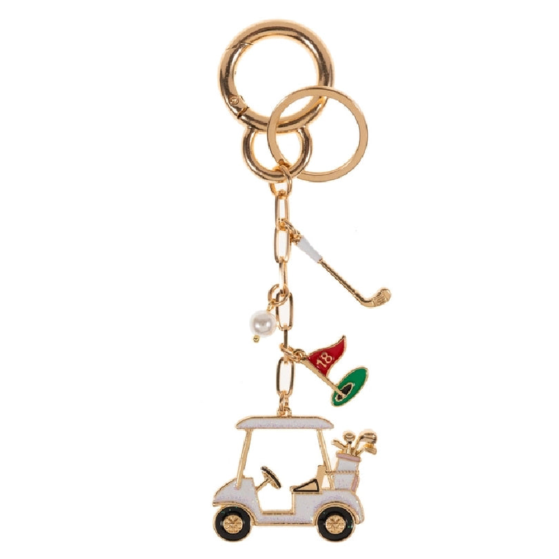 Sports Golf Cart Shaped Bag Charm And Keychain