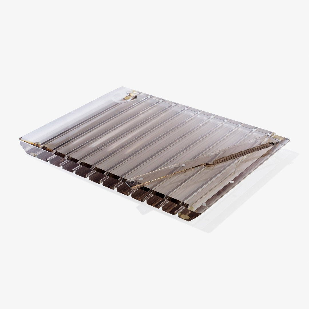 Striped Smoke Acrylic Challah Board with Knife Challah Board