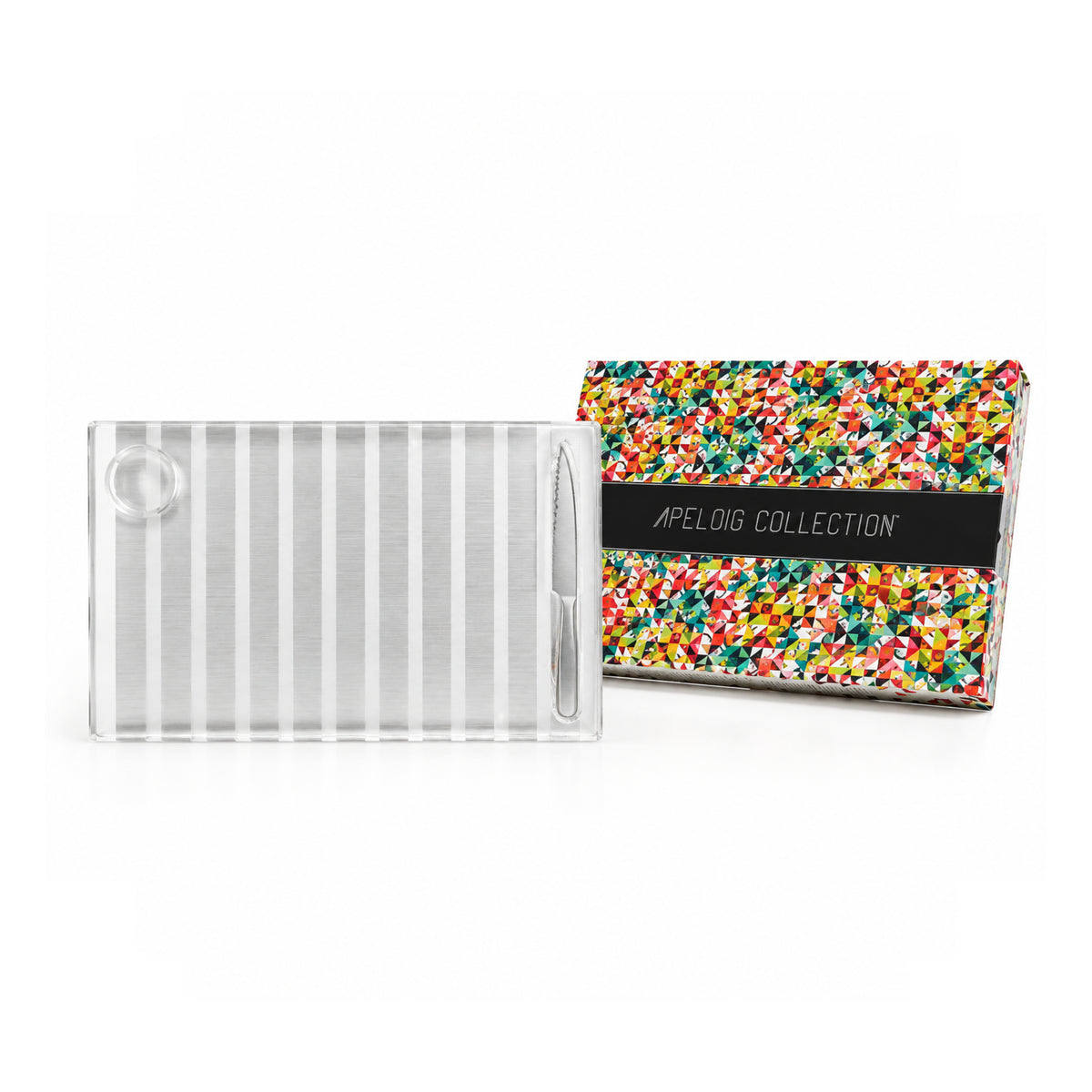 Striped Challah Board Silver