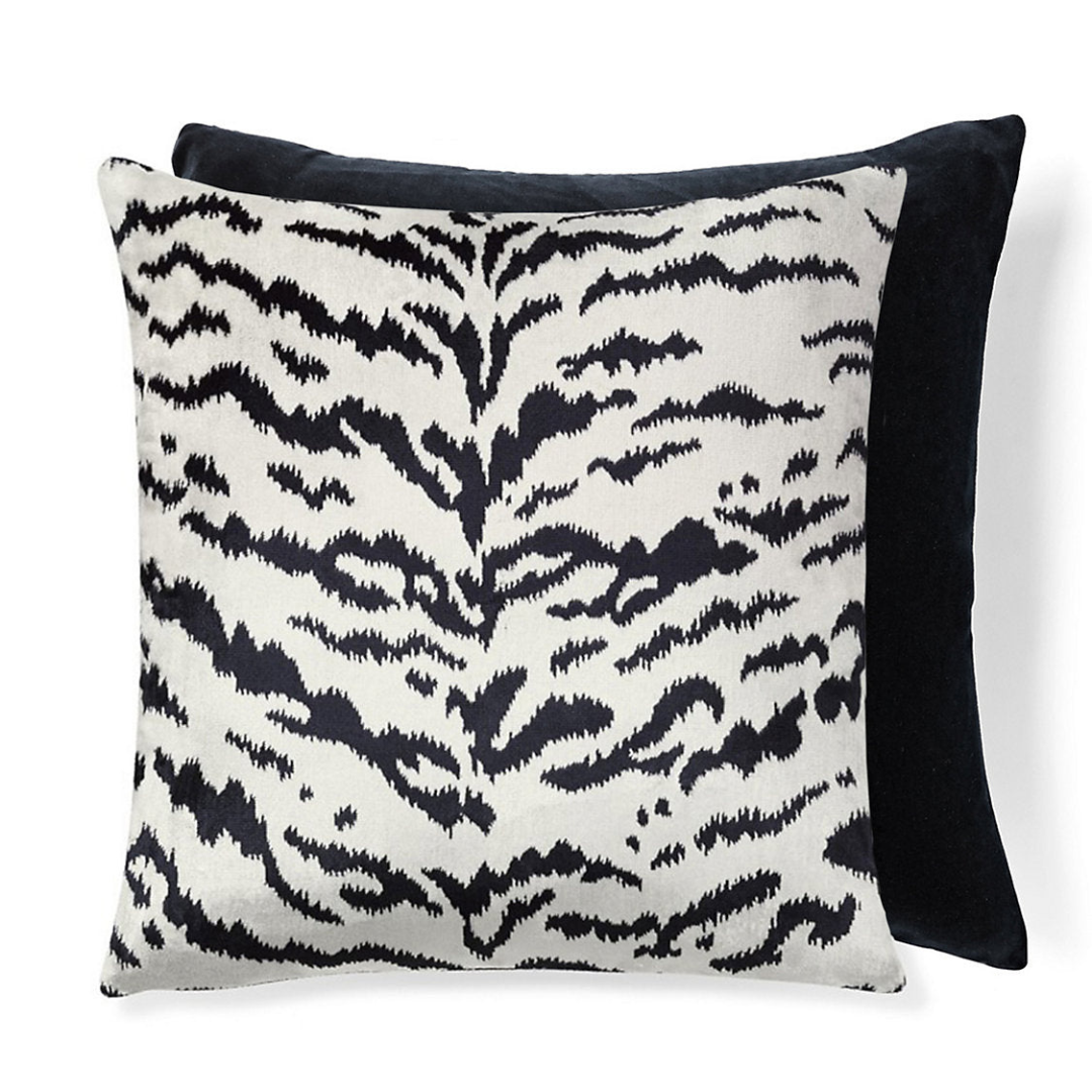 Scalamandre Tigre Velvet White & Black Throw Pillow 22 x 22