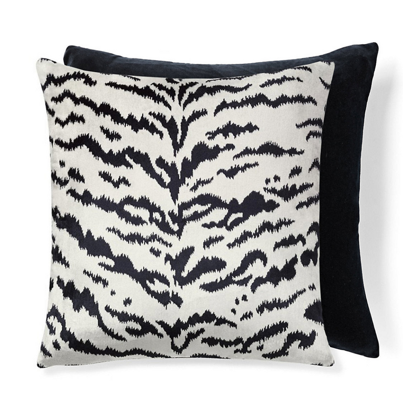 Scalamandre Tigre Velvet White & Black Throw Pillow 22 x 22