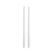 LED Taper Candle S/2 Smooth Nordic White Taper Candles