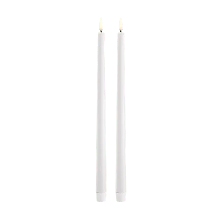 LED Taper Candle S/2 Smooth Nordic White Taper Candles