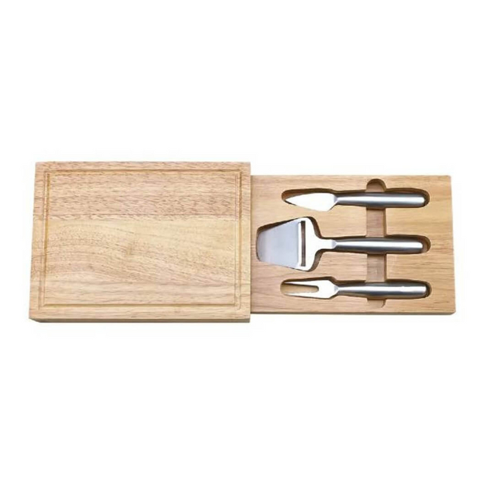 Wooden Cheeseboard with 3-Piece Serving Utensils. 